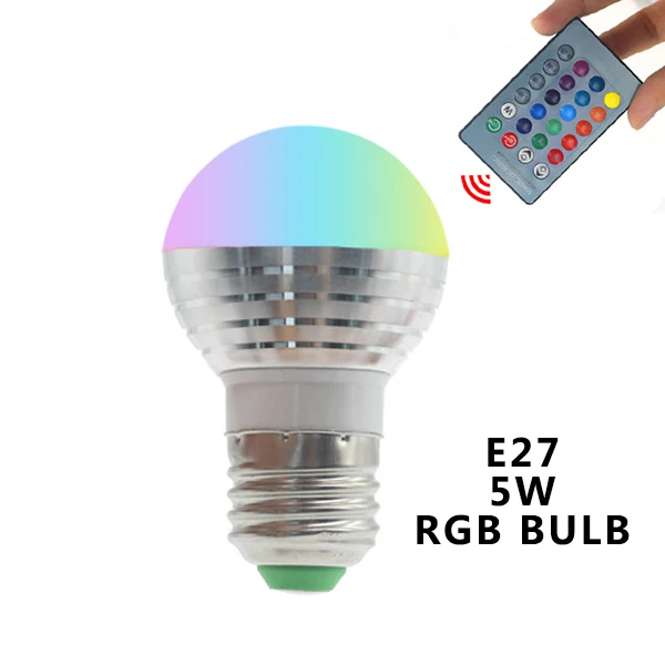 1 шт. AC85V-265V E27 E14 диммер светодиодный RGB лампа свеча 5 Вт светодиодный RGBW прожектор волшебное праздничное освещение+ ИК пульт дистанционного управления 16 цветов - Испускаемый цвет: E27 5W RGB  BULB