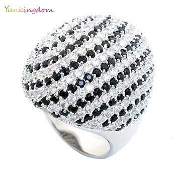 

Yunkingdom anillos mujer unique fashion engagement wedding rings for women black big cubic zirconia fine ring jewelry 2018