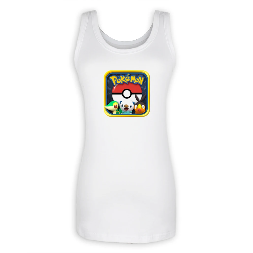 

Pokemon Go Pokeball Tsutarja Pokabu Mijumaru Cotton Tees Bodybuilding Fitness Tank Tops for Lady Girl Femme Summer Tops Women