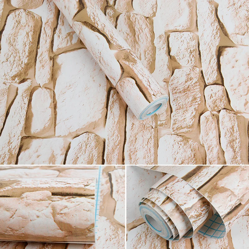 

PVC self-adhesive wallpaper Waterproof imitation brick pattern 3d wallsticker Thickened wall decoration paper customize 45cmx10m