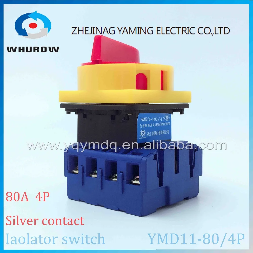 

Isolator switch YMD11-80A 4P load break switch universal power cut off switch on-off changeover cam switch 8 sliver contacts