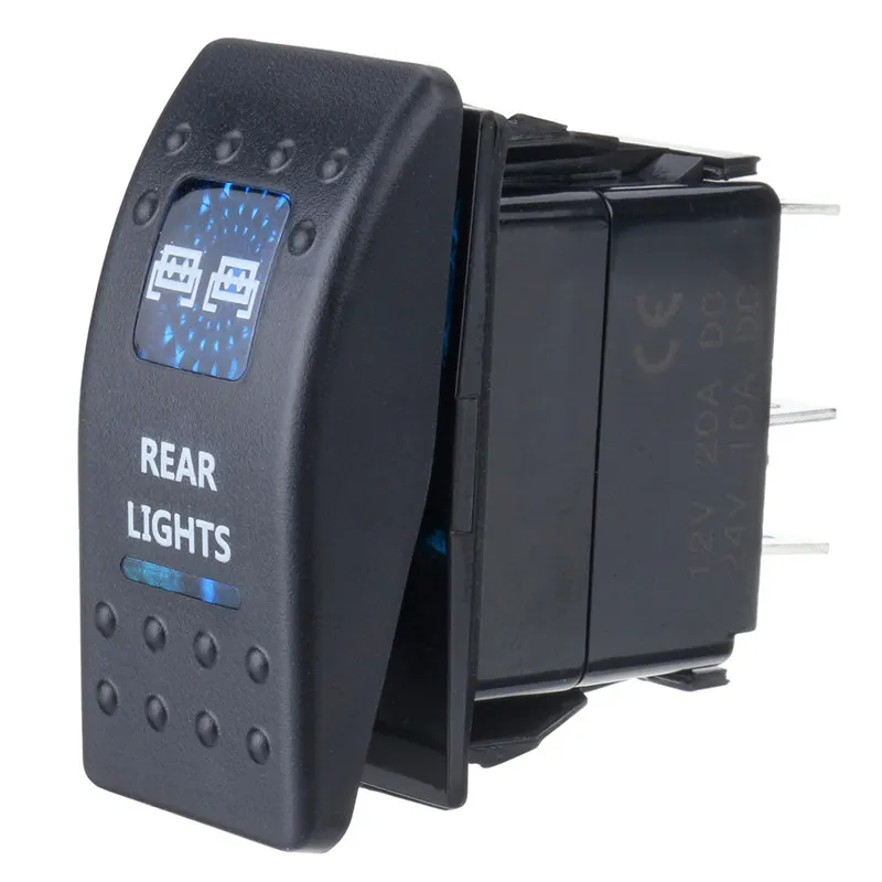 Rear Light 1x12 V/20A 24 V/10A автомобиля морской синий лодки Rv переключатель кулисный переключатель синий светодиодный светильник бар туман задняя ВКЛ-ВЫКЛ 5 Pin Водонепроницаемый - Цвет: Rear Light