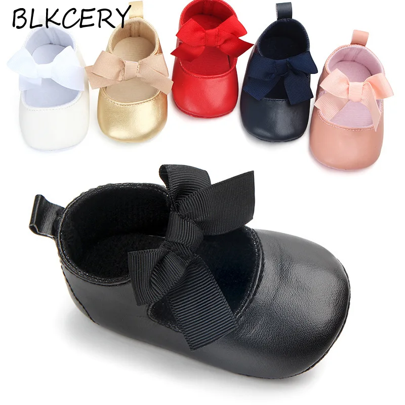 

New Baby Girl Shoes with Bow PU Leather Princess Baby Shoes First Walkers Newborn Moccasins Infant Party Comfort Casual Shoes