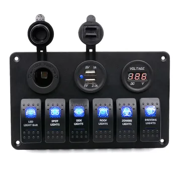 

Car Led Light 6 Gang Waterproof Car Auto Boat Marine LED Rocker Switch Panel Circuit Breakers Drop Shipping JUN7