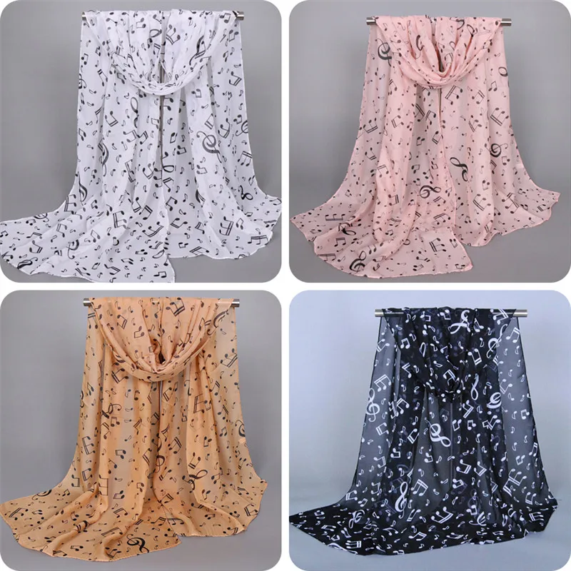 

Fashion Spring Muffler Chiffon Scarf Musical Note Chiffon Scarves Women's Scarf Shawl Long Stoles New Hot Sale