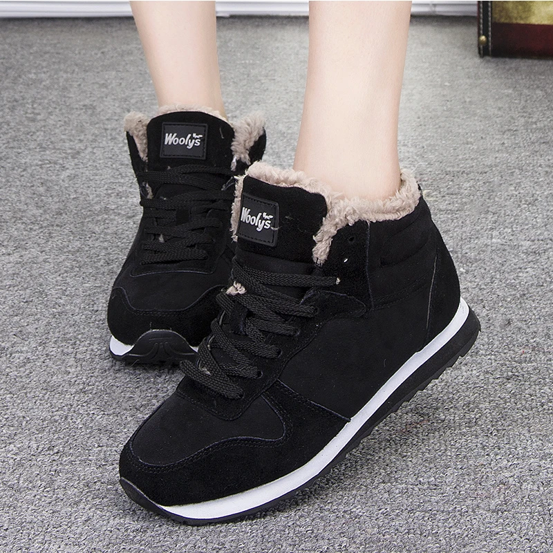 

Winter Women Flats Shoes Women Plush Warm Women Sneakers 2018 Platform Shoes Woman Suede Leather Lace Up Flats Shoes Ladies