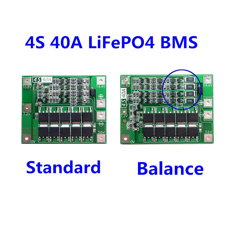 4S 40A 12,8 В 14,4 В 18650 LiFePO4 BMS/литиевая батарея железо защиты доска с выравнивания начать дрель Стандартный/баланс - изображение