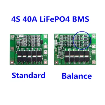 

4S 40A 12.8V 14.4V 18650 LiFePO4 BMS/ lithium iron battery protection board with equalization start drill Standard/Balance