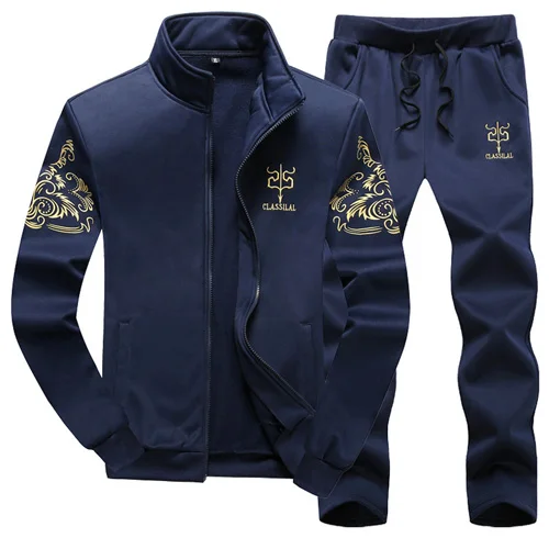 XIYOUNIAO размера плюс M~ 7XL 8XL 9XL мужской спортивный костюм Толстовка мужская Повседневная Верхняя одежда 2 шт куртка+ брюки наборы - Цвет: blue