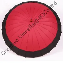 Разные цвета выбор, 24 ребра деревянные зонтики, 14 мм деревянная ручка и рифленые металлические Длинные ребра, бизнес зонтик