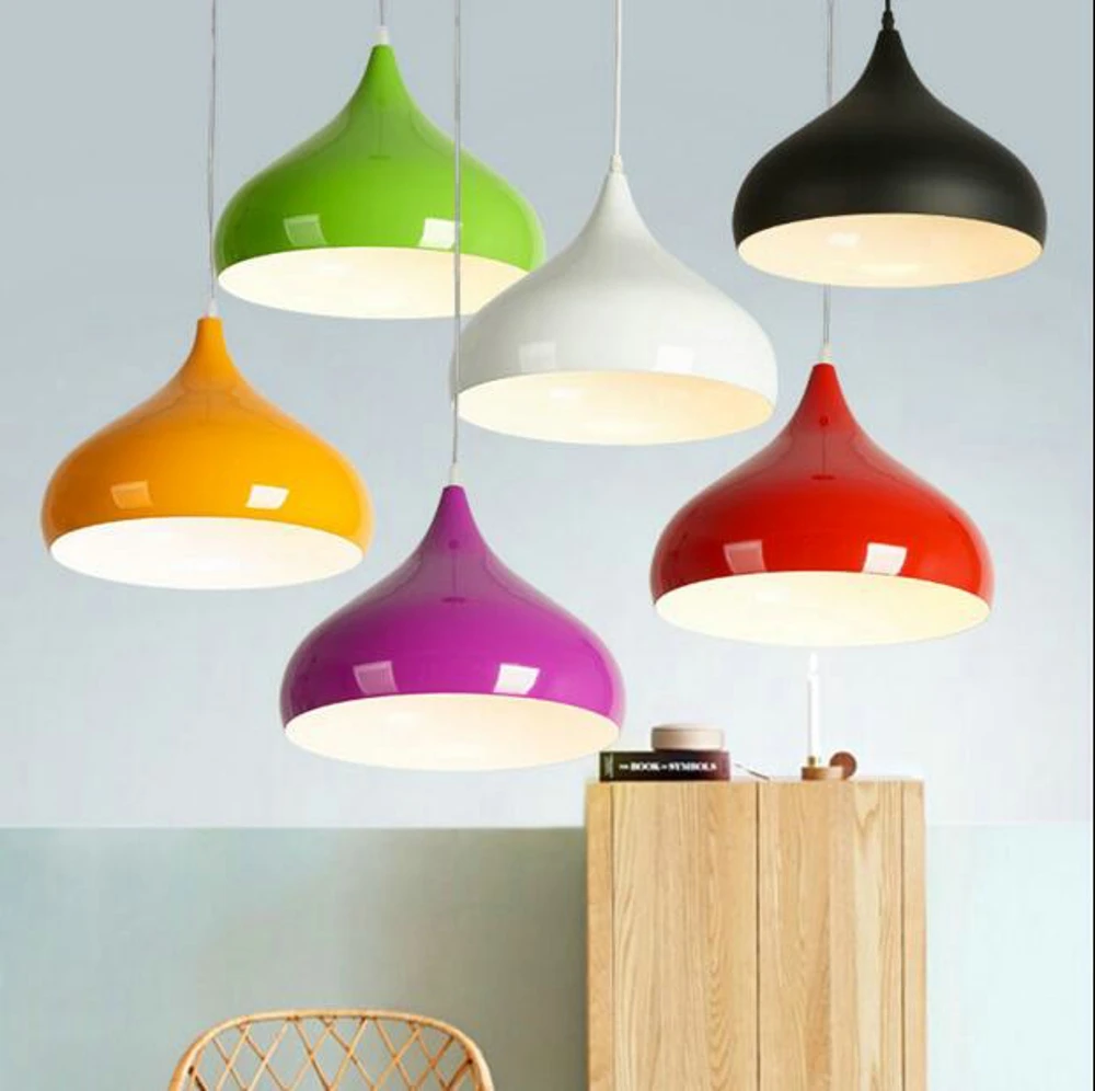 

Novelty Colorful aluminum Pendant lights Bar Restaurant Bedrooms Large Shopping mall E27 Art Pendant Lamps