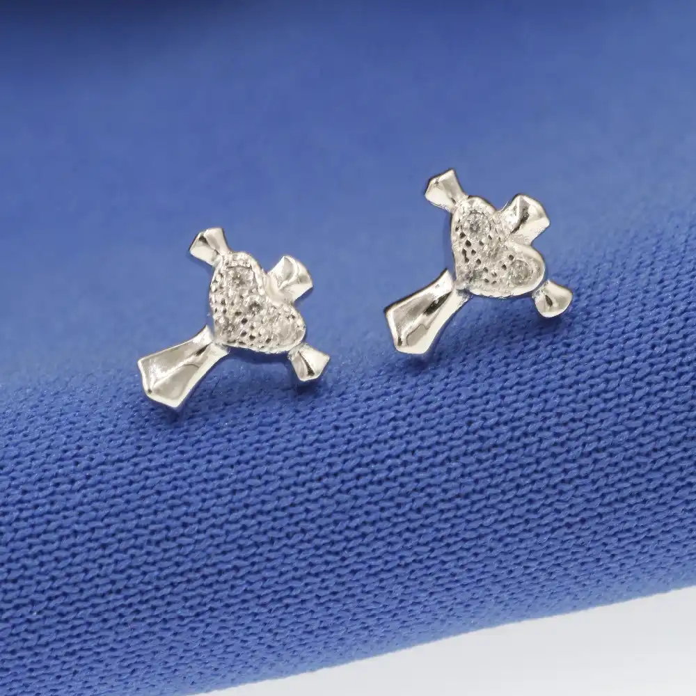 Бесплатная доставка ювелирные изделия Настоящее серебро 925 пробы любовь сережки-крестики любовь Новая инкрустация циркон крест серебряные серьги