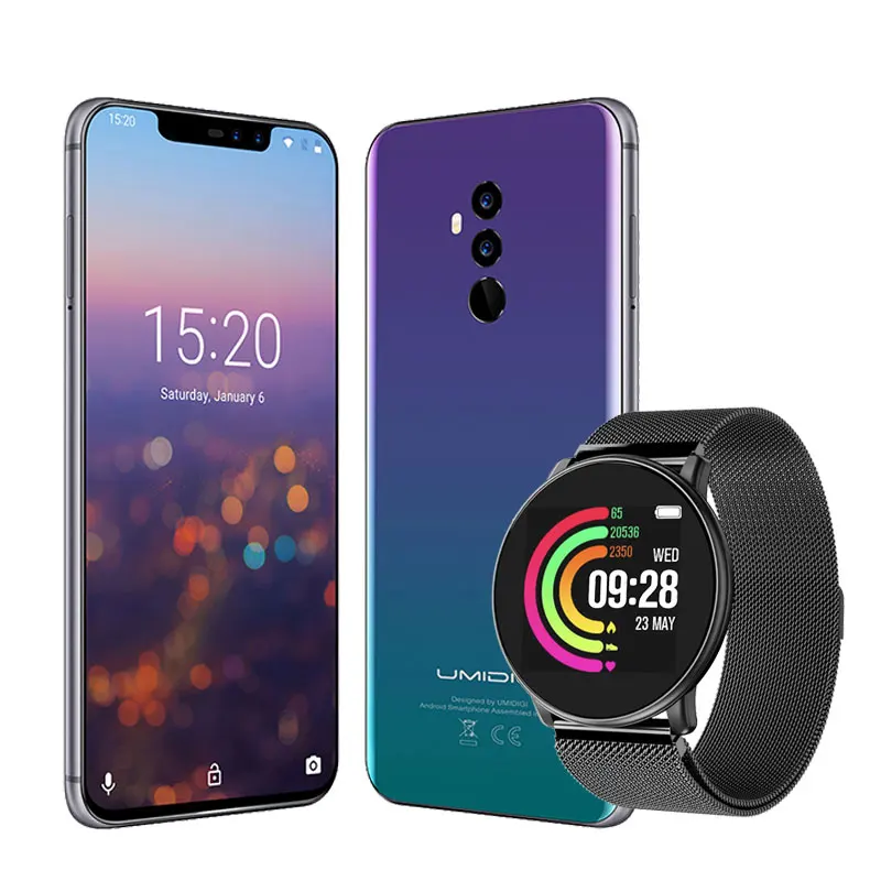 UMIDIGI Z2 Pro 6 ГБ+ 128 ГБ 6," полный Экран Смартфон Android 8,1 Helio P60 Quad линзы 4G NFC, LTE Беспроводной зарядки мобильного телефона NFC - Цвет: Add Uwathch-Twilight