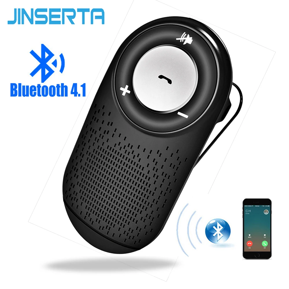 

JINSERTA 2019 Bluetooth Hands Free Car Kit Speakerphone with Siri & Google Assistant Connect 2 Phones Auto ON OFF