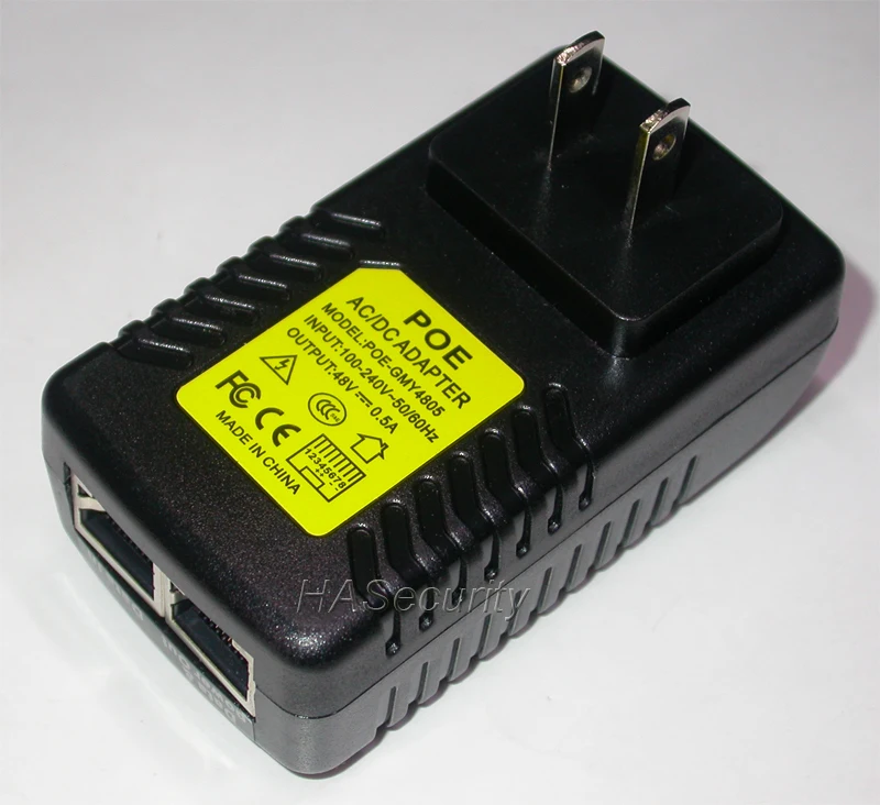 

POE power injector for IP network camera input AC100-240V / output DC48V Mid-Span 4/5(+) 7/8(-) 0.5A (max)