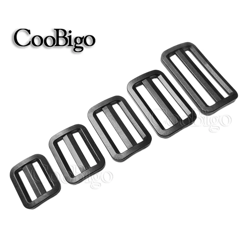 

10pcs Size 3/4" 1" 1-1/4" 1-1/2" 2" Plastic Black Curve Tri-Glide Slider Adjustable Buckle For Backpack Bag Webbing Accessories