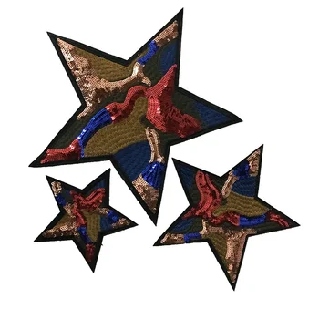 

3 Pcs Star Sequins Patch Set DIY Craft Star Appliques Embroidered Patches For Clothing Trousers Bags Stickers Sewing Accessories