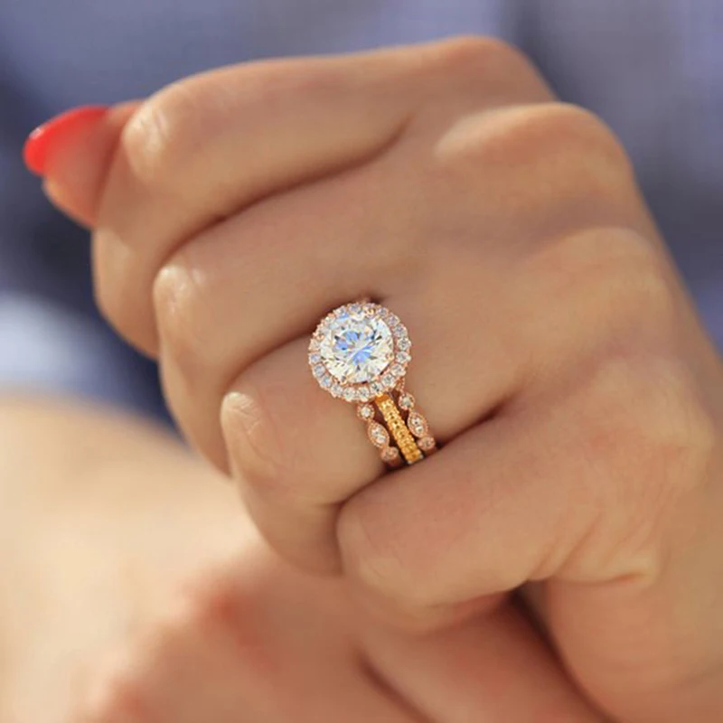 3PCS/Set Zircon Couple Ring For Woman Men Jewelry Wedding Engagement Gifts 2018 Hot Sale