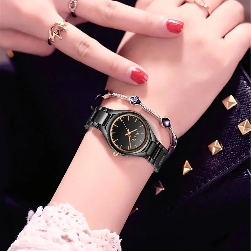 SUNKTA, модные, простые, все черные, керамические, розовое золото, часы для женщин, водонепроницаемые, Топ бренд, роскошные женские часы, для девушек, кварцевые часы+ коробка