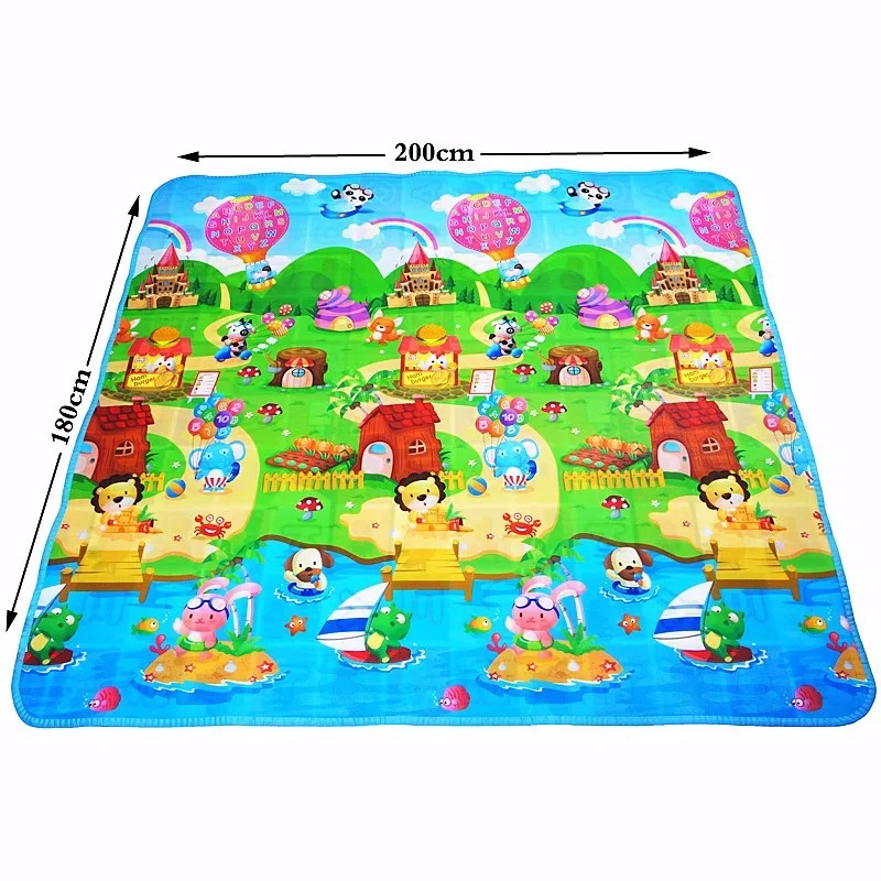 200*180cm Baby Crawling Mat Baby Play Mat Fruit Letters Farm Baby Carpet Developing Mat for Children Baby Cushion Toy Game Pad