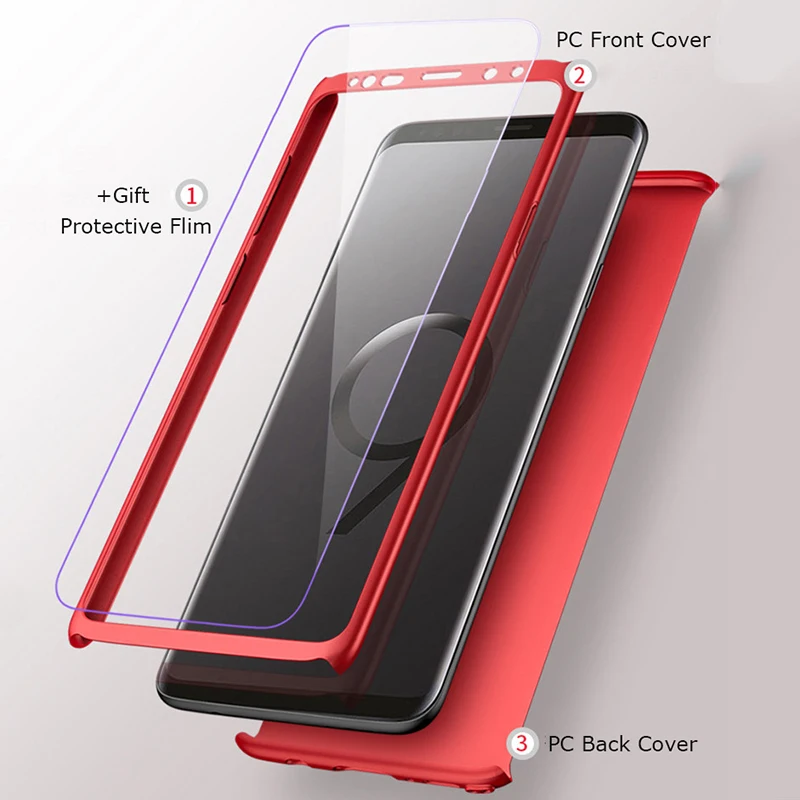 

360 Full Cover for Samsung Galaxy S10 S9 S8 Plus S10e Note 9 8 5 S7 S6 Edge M10 M20 A30 A50 Hard Pc Case + Screen Protector