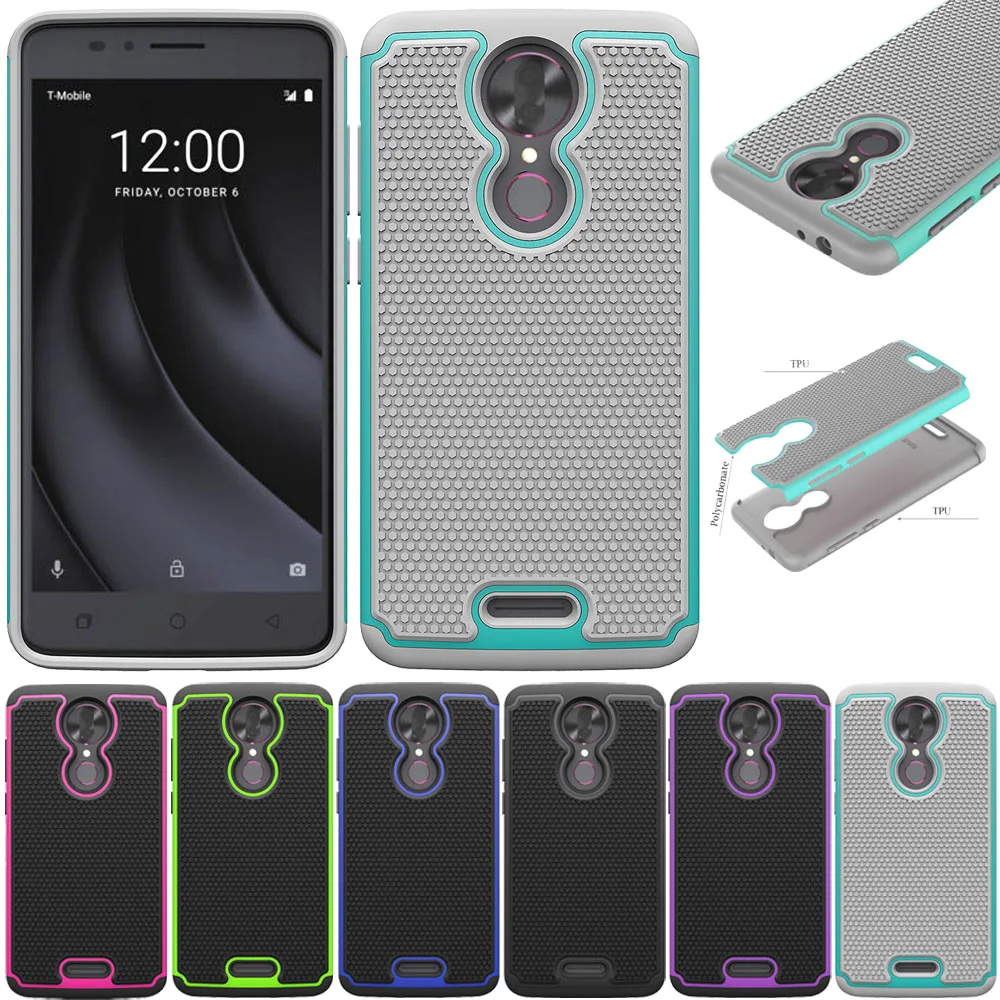 Двухслойный Гибридный Ruuged чехол для T mobile Revvl Plus Heavy Duty противоударный Жесткий ПК