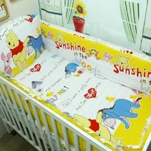 Промо-акция! 6 шт., детское постельное белье для маленьких мальчиков с рисунком медведя комплект детской кроватки, вставки для кроватки(бампер+ простыня+ наволочка