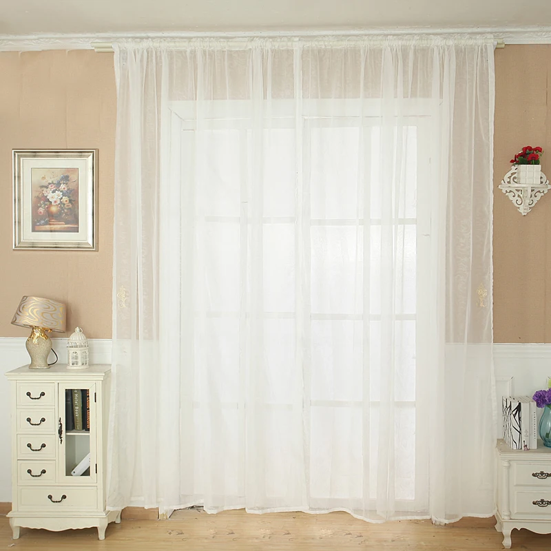Ishowtienda Solid Color Tulle Door Window Curtain Drape Panel