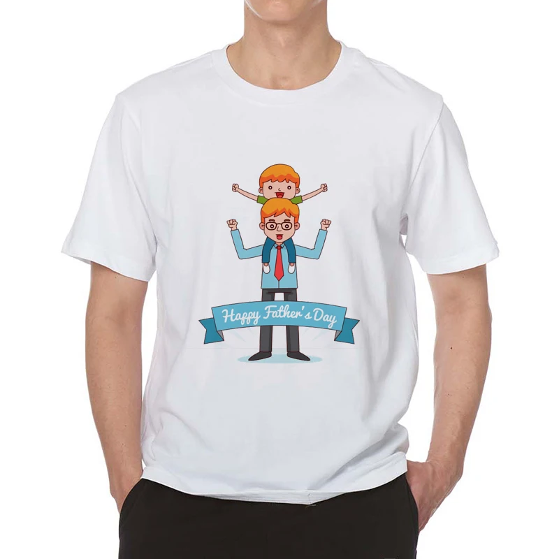 Men Clothes 2019 Cartoon Happy Father's Day Funny Harajuku T Shirt Dad and His Boy Tee Shirt Homme Aesthetic Gothic Tees Tops