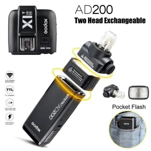 Godox AD200 200 W 2,4G ttl 1/8000 s HSS 2900 mAh двойной карман вспышки Speedlite для Canon Nikon sony - Цвет: AD200 with X1TN