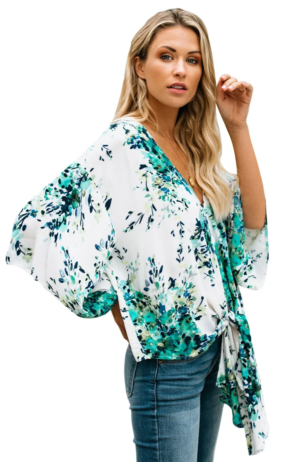 White-Flowerlet-Print-Tie-Front-Kimono-Sleeve-Blouse-LC251052-9-2