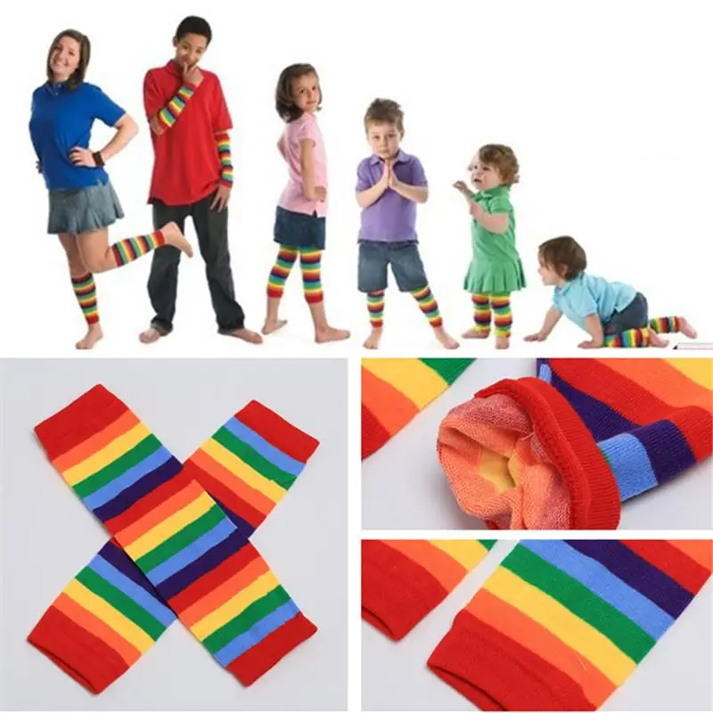 

Baby Toddler Kids Girl Winter Leg Warmer Cotton Sunny Rainbow Stripes Socks
