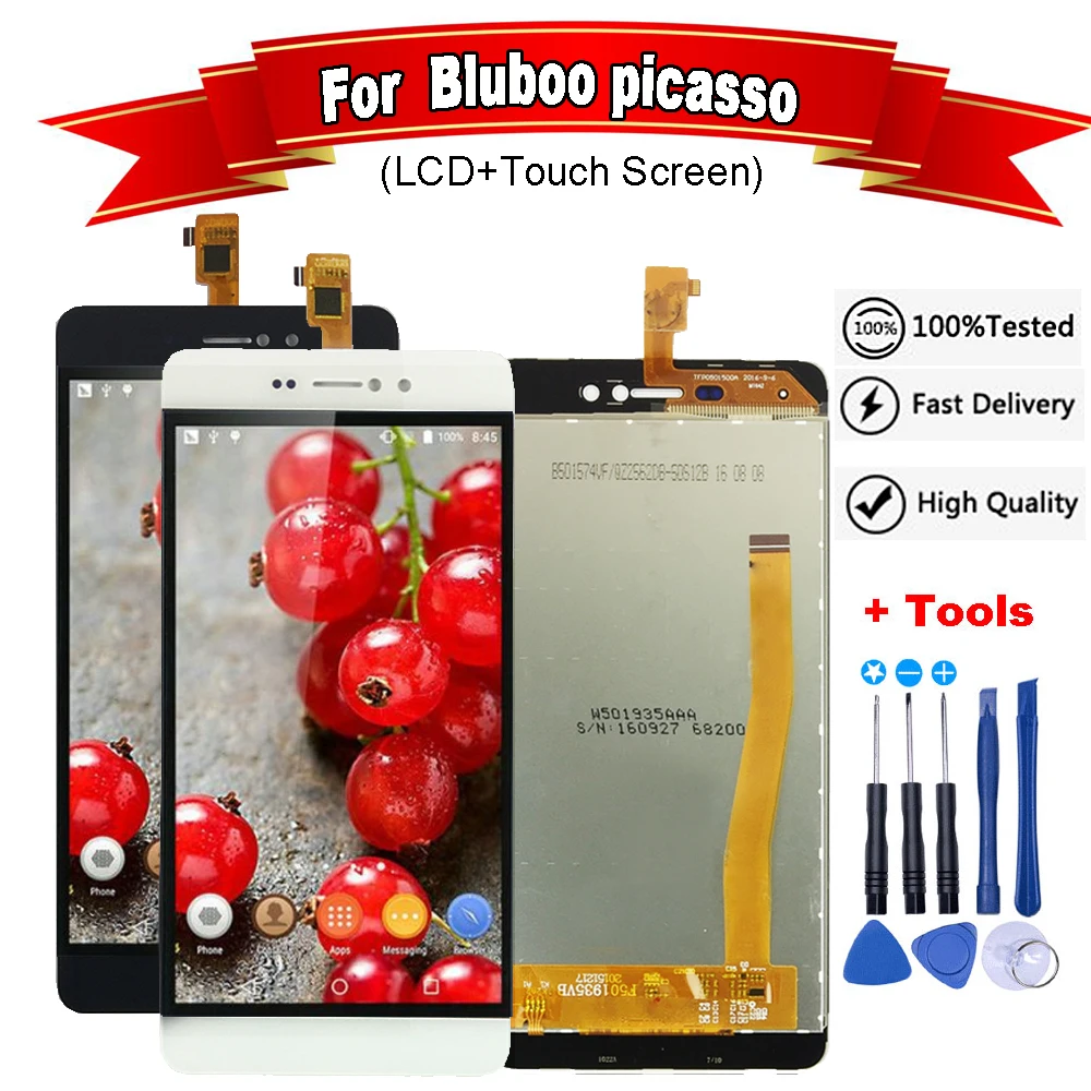 Черный/белый для BluBoo Picasso 4G ЖК дисплей Дисплей + кодирующий преобразователь