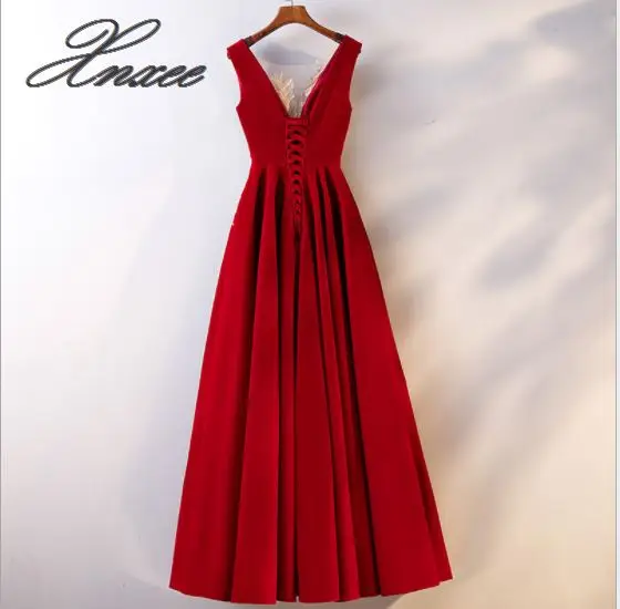 Летнее Новое красное вечернее платье банкетное тонкое платье