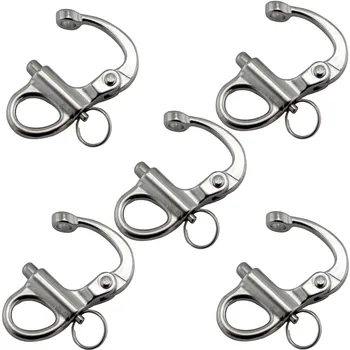

Mini Stainless Fixed Snap Shackle Quick Release Fixed Shackles with Round Ring Marine Boat SUS316 Rigging Hardware 5pcs 35mm