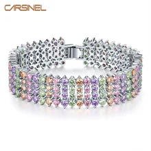 CARSINEL модные очаровательные Красочные горный хрусталь широкий кубический цирконий браслеты для женщин леди подарок Вечерние