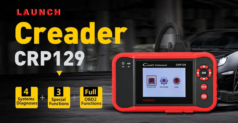 launch Creader 129 CRP129 OBD2 считыватель кодов CRP 129 OBDII сканер PK X431 Creader VII CRP123 автоматический диагностический инструмент