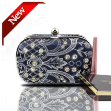 Bestickt kupplung taschen Kristall Hart ethnische handtasche frauen Kette Tasche Kleine Handtasche Abendtasche #1122 Rot/blau/Aprikose