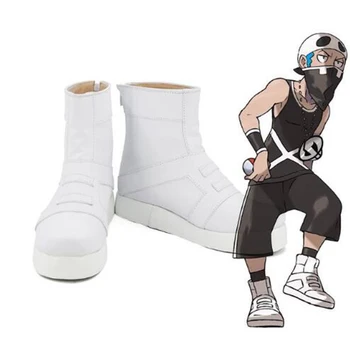 

Pocket Monster Pokemon Team Skull Member White Cosplay Boots Shoes Costume Accessories Halloween Party Boots for Adult Men Shoes