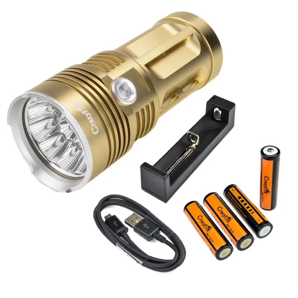 Bateria e Carregador Lanterna com 18650 Crazyfire Barato Super Brilhante Lumens Led Lanterna Tocha 10 Xcree Xm-l t6 80 w 10000 11 lanterna tocha 10 xcree xm-l t6 80