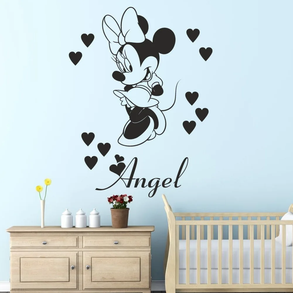 3 Ukuran MINNIE MOUSE Dengan Nama Personalised Wall Sticker Decal