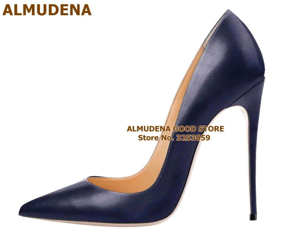 ALMUDENA Top Brand Nude Brown Wine Red Matte Leather High Heel Shoes Celebrity Popular Shallow Pumps 12cm Stiletto Heels Shoes