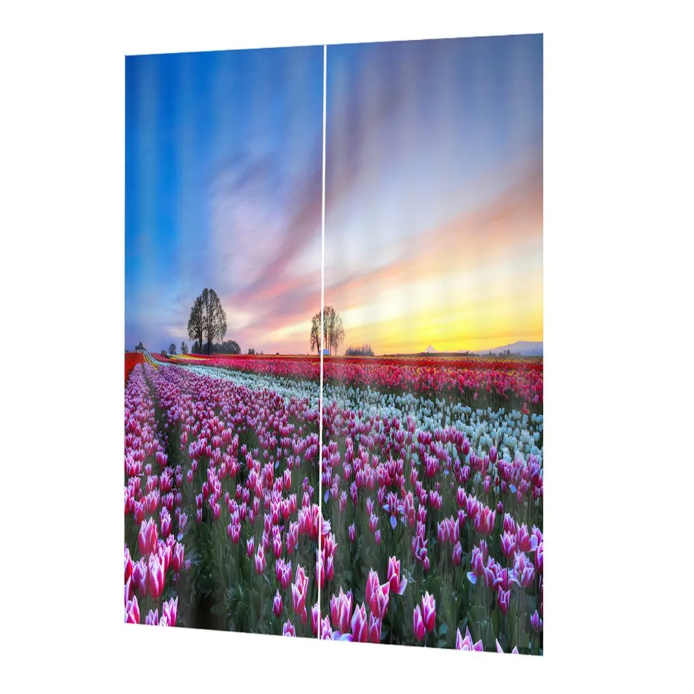 

DZGT04 Washable Drape Panel Sheer Fabric Curtain Printing Door Window Curtains Home decor