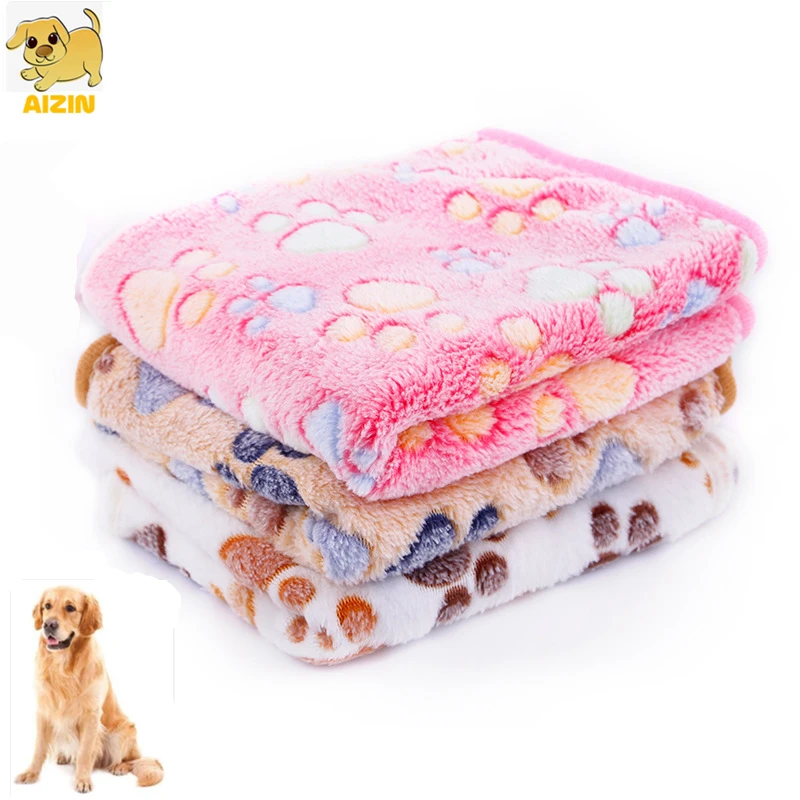 

Soft Pet Dog Blanket Winter Cat Bed Mat Foot Printed Warm Sleeping Mattress Small Medium Pets Coral Fleece Decoration Supplies