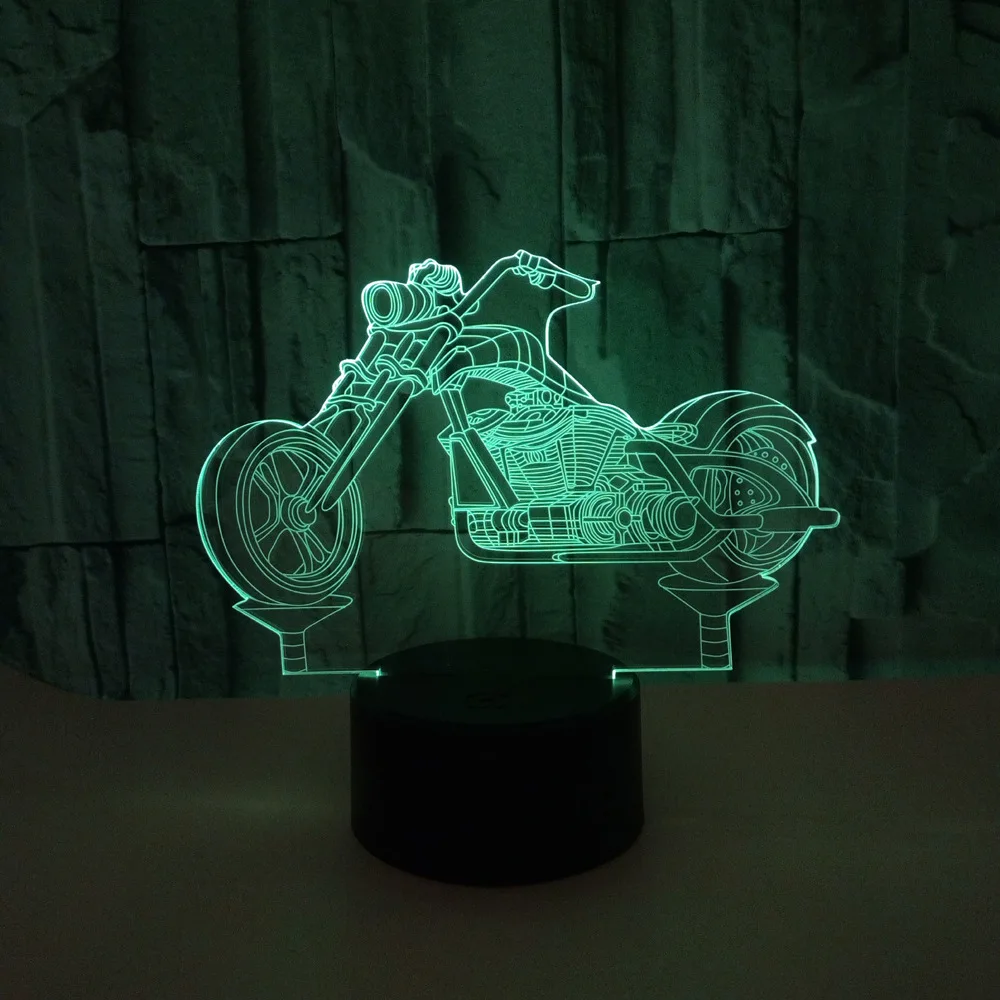  Motorcycle Colorful 3d Lamp Crystal Acrylic Vision Stereo Table Moderne Desk Lamp 3d Touch Creative