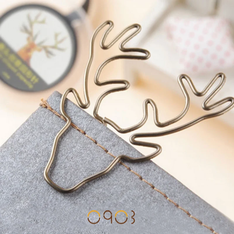 

8 Pcs/lot Cute Vintage Animal Deer Elk Metal Paper Clips Bookmarks Photo Memo Clip Stationery Office School Christmas Gifts