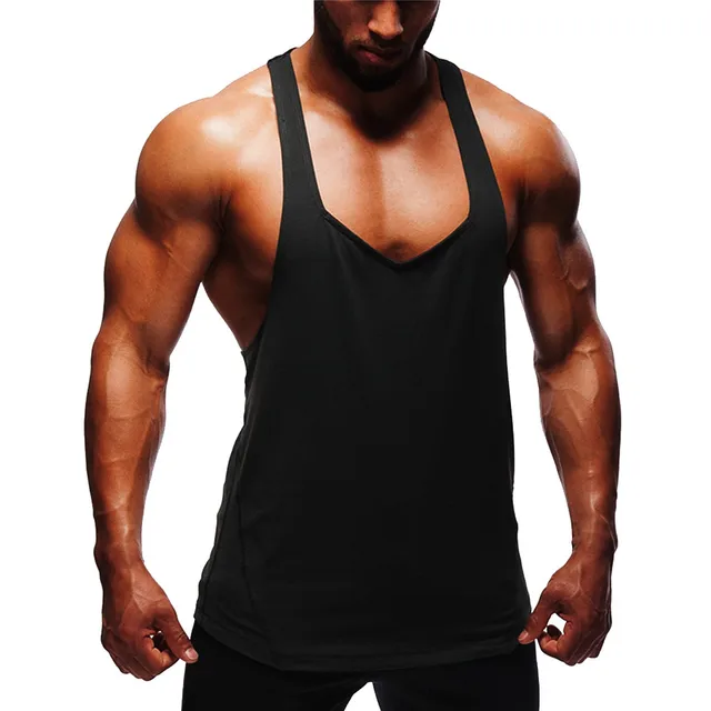 Fashion bodybuilding stringer tank top men fitness vest muscle guys ...