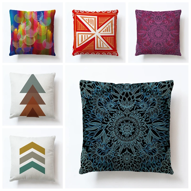 

RUBYLOVE Simple Geometric Pillow Cushion Sleeve Automobile Sofa Waist Pillow Linen Pillow Sleeve Home Decor