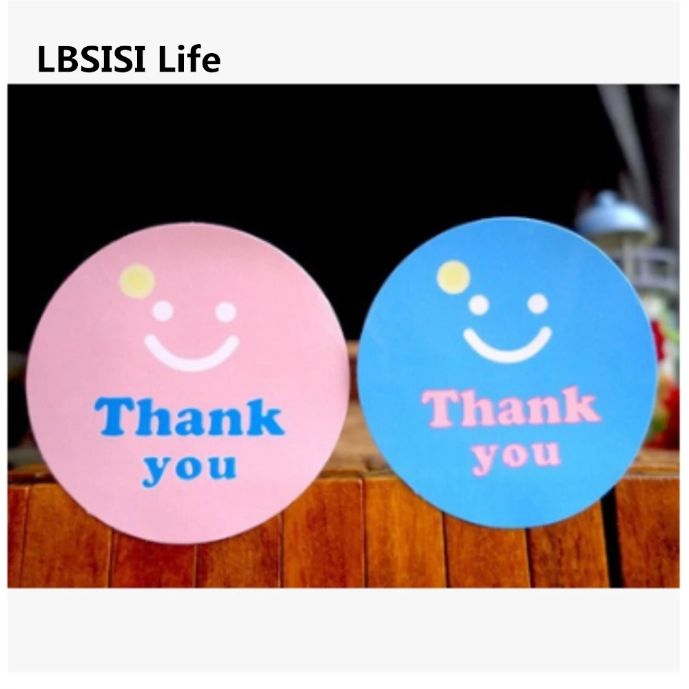 

LBSISI Life 108pcs Smile Thank You Roun Paper Sticker Cake Decorating Tools Candy Cookie Packing Bag Box DIY Bag Wedding Party