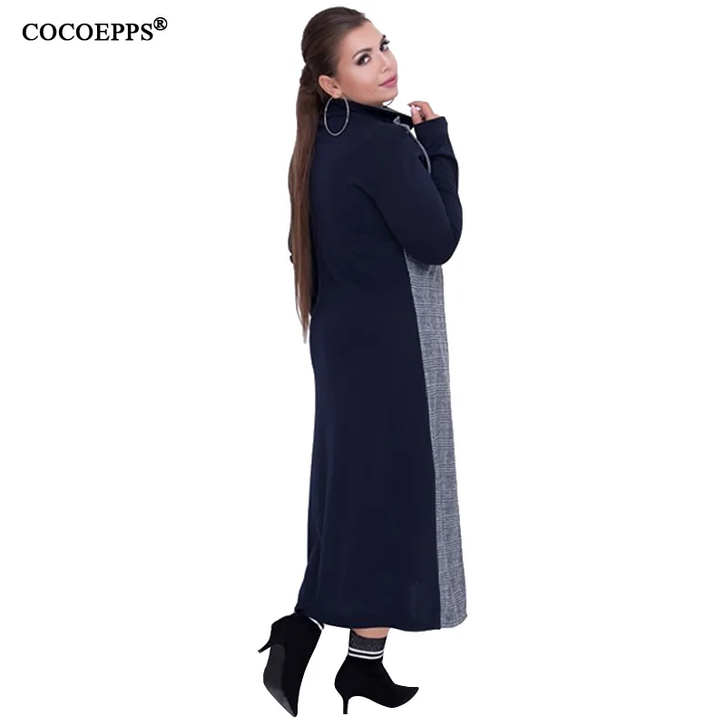 COCOEPPS, плюс размер s, женская одежда, клетчатое зимнее платье, 5XL, 6XL, платья, большой размер, для офиса, для работы, Элегантное Длинное Платье